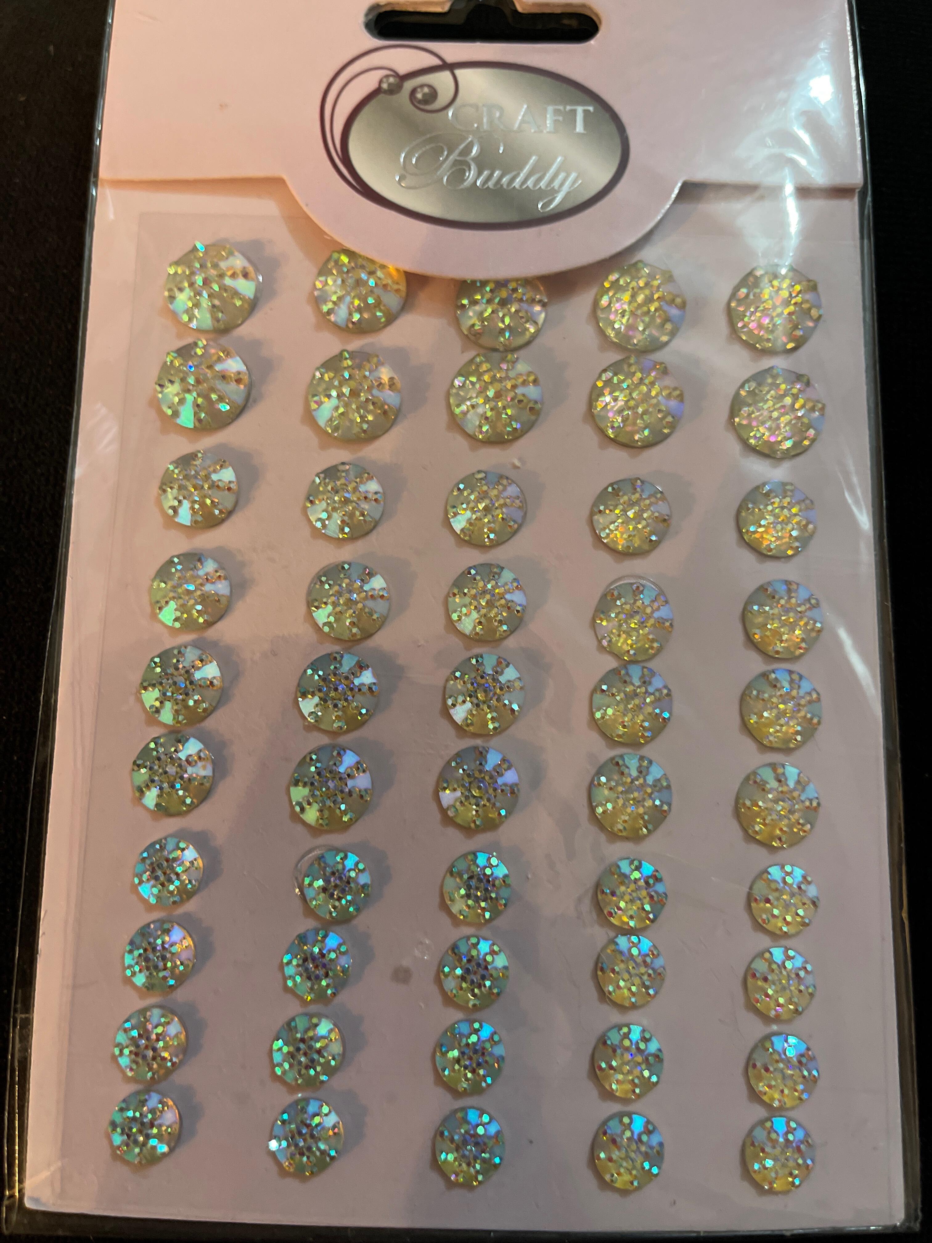 6mm Self Adhesive Glitter Crystal Gem Jewels Sticker Diamante Rhinestone 504 Pcs, Clear