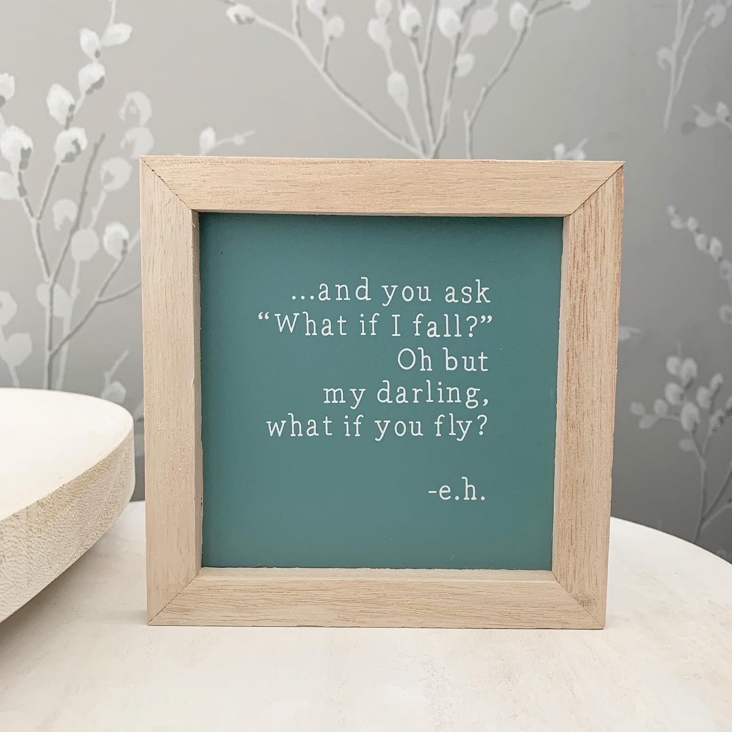 "What if you fly?" Framed Wooden Sign