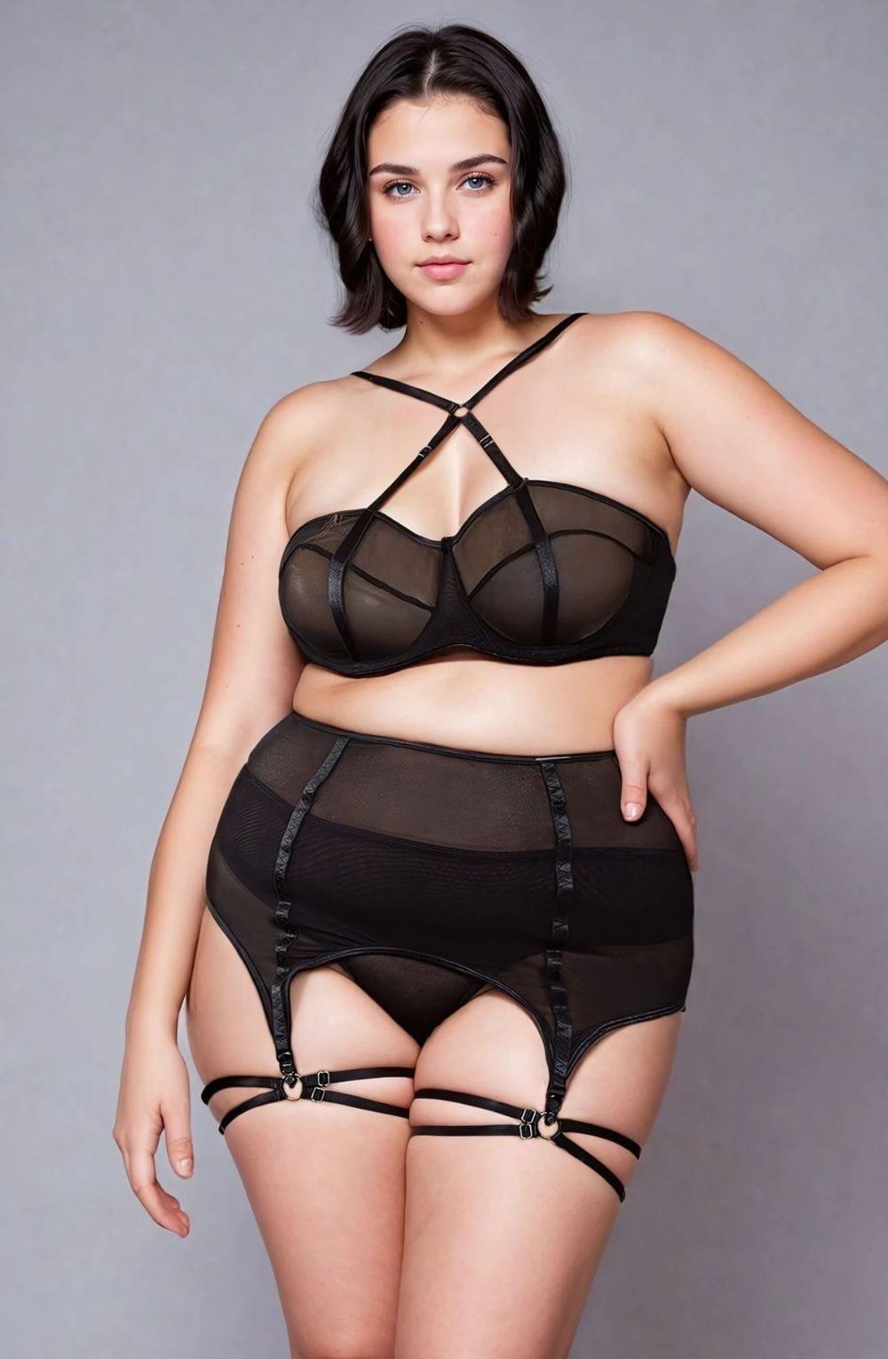 Black Mesh Bra Set