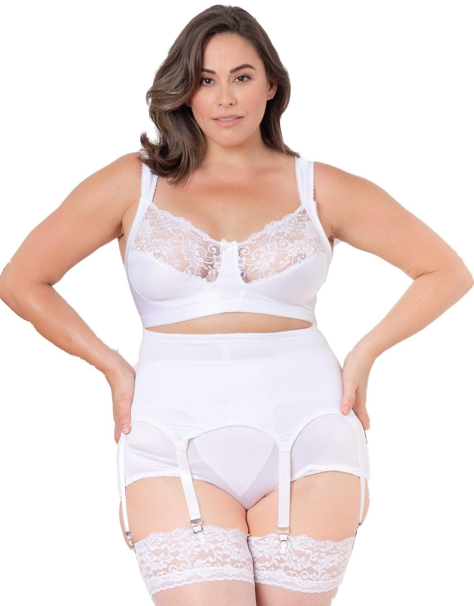 Women's Plus Size White Stretch Lace Garter Belt