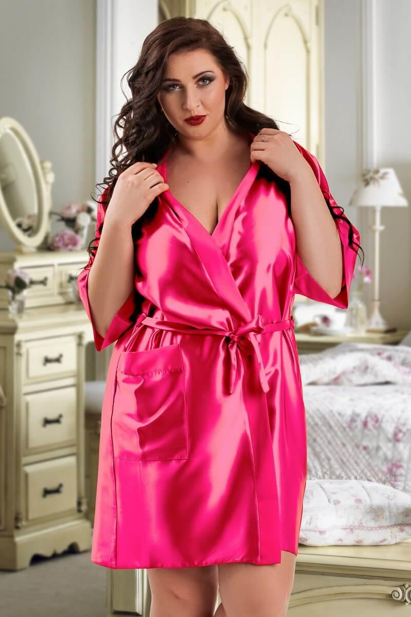 Coral Short Sleeve Satin Dressing Gown