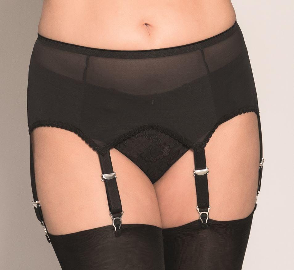 NYLONZ Vintage Style 'GIRDLET' / 6 Strap Suspender Girdle Black - Made In UK