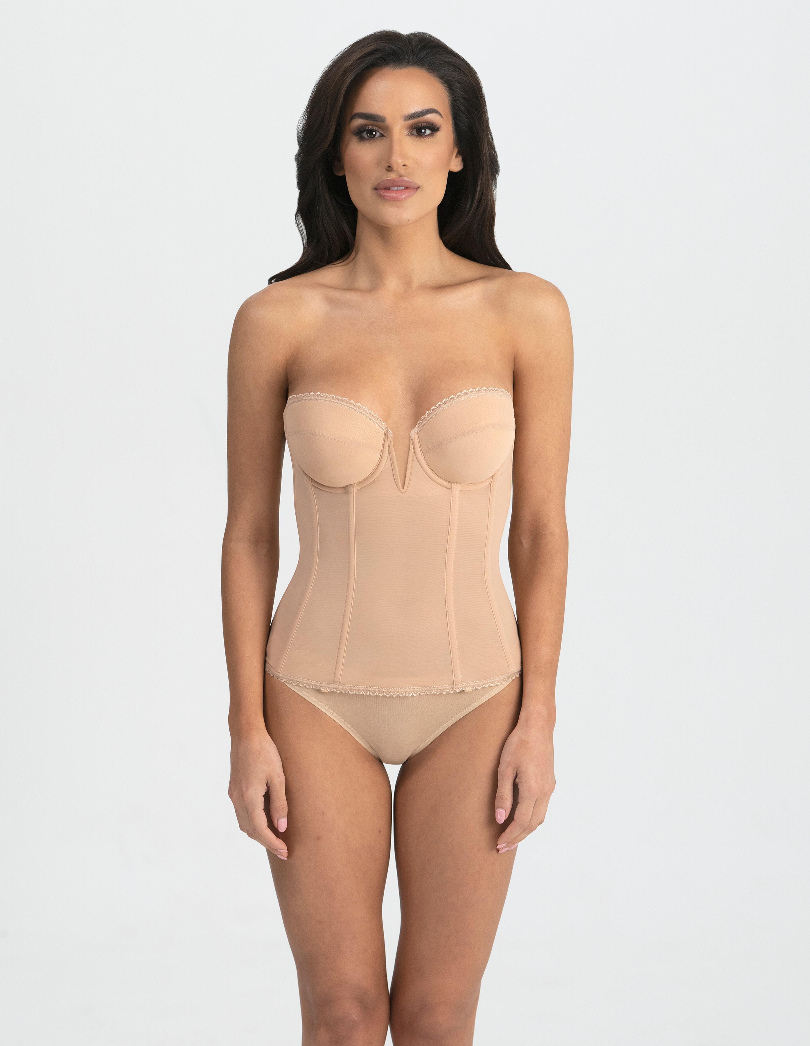 Ivette Bridal shapewear bodysuit cup C with push-up cups in nude, Bodysuits