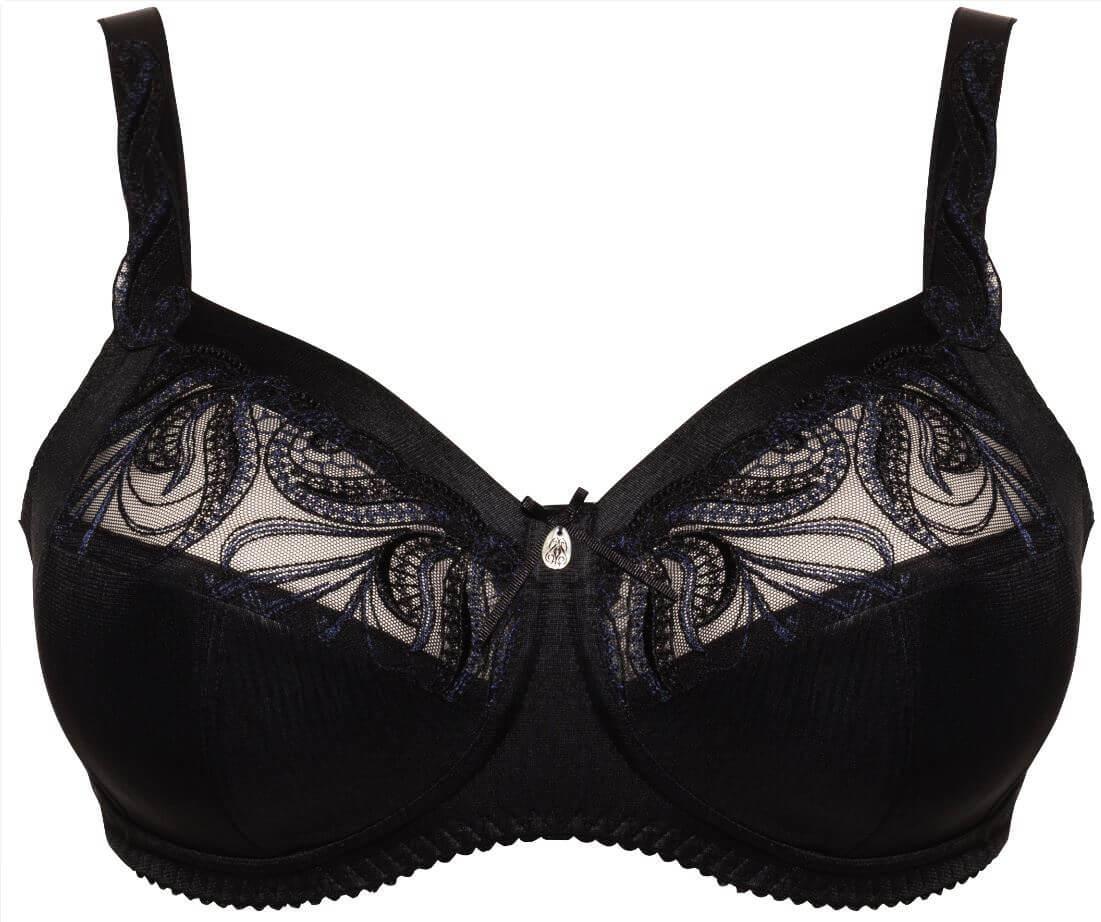 Black/Blue Carmen Underwired Bra up to G cup