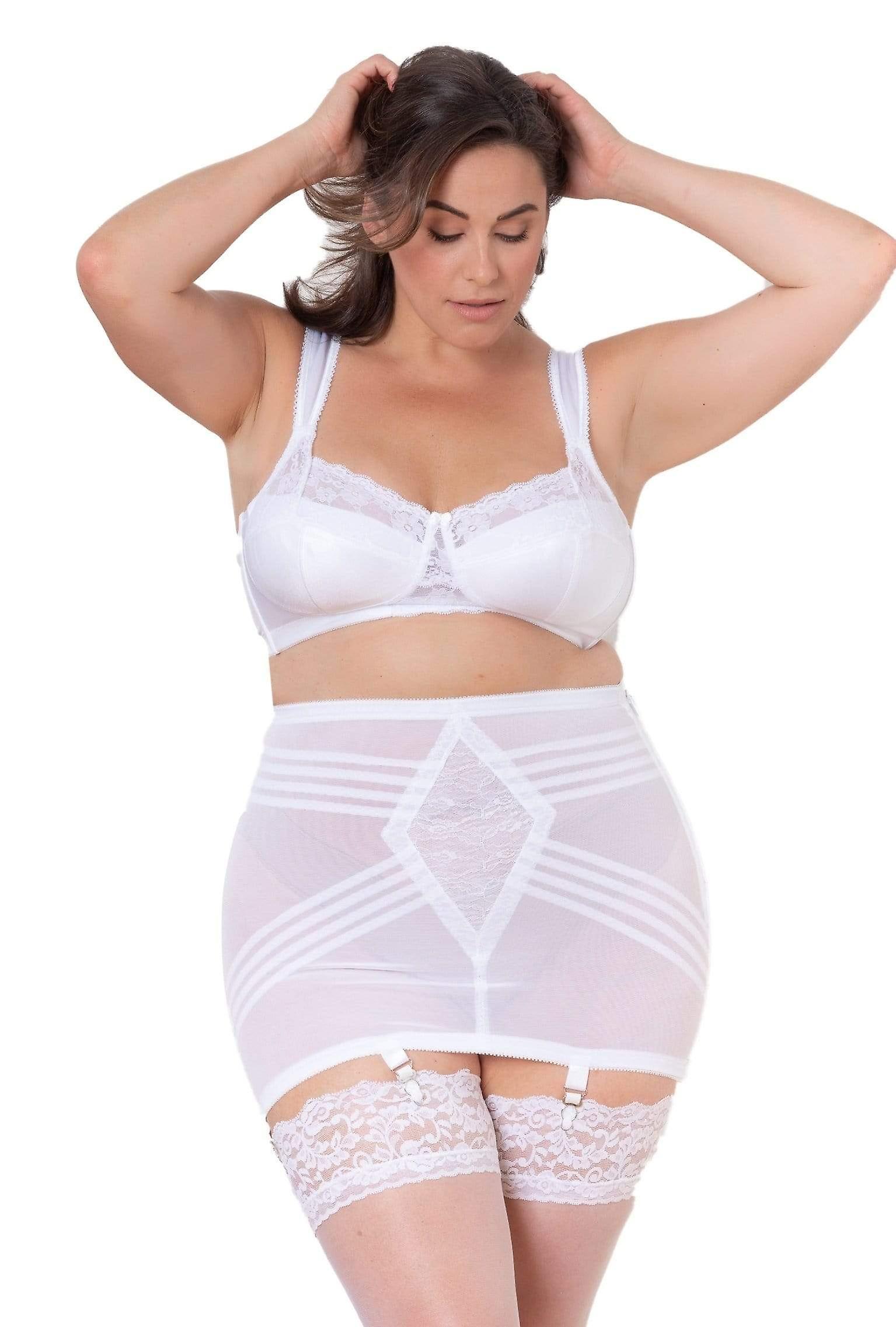 Rago Shapewear Long Leg Lacette White Body Briefer Body Size 34 Cup C