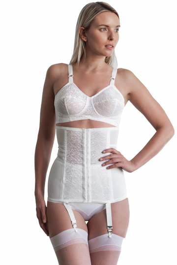 Retro Power Mesh Open Bottom Girdle / Waist Cincher with 6 Suspender Straps