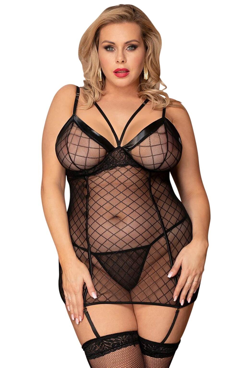 Black Mesh & Lace Chemise