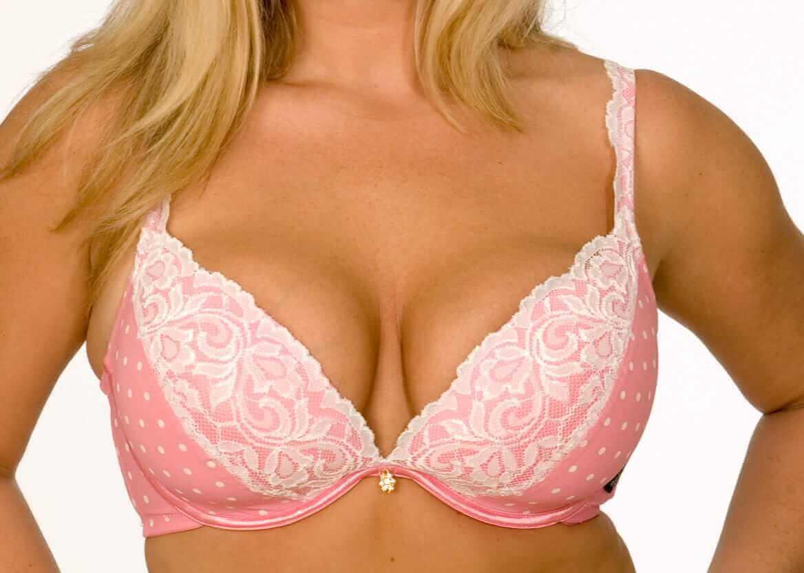 Hollywood Exxtreme Cleavage Microfibre And Lace Front Open Full Figure Push  Up Bra