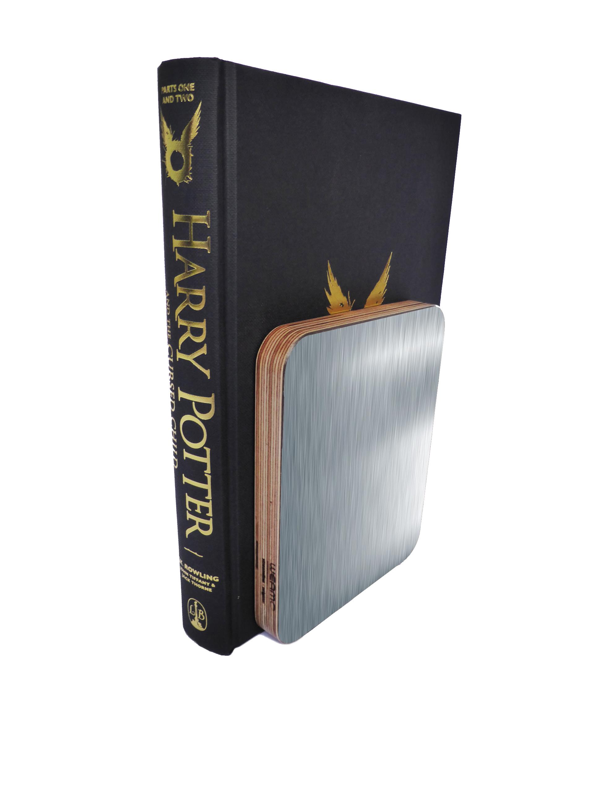 Metal Finish Bookend - Brushed Stainless Steel