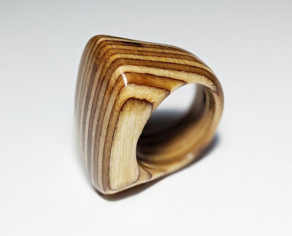 WEAMO Plywood Oversize Signet Ring Side View