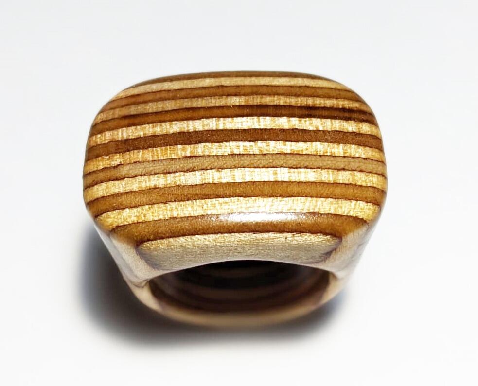 WEAMO Plywood Oversize Signet Ring Top View