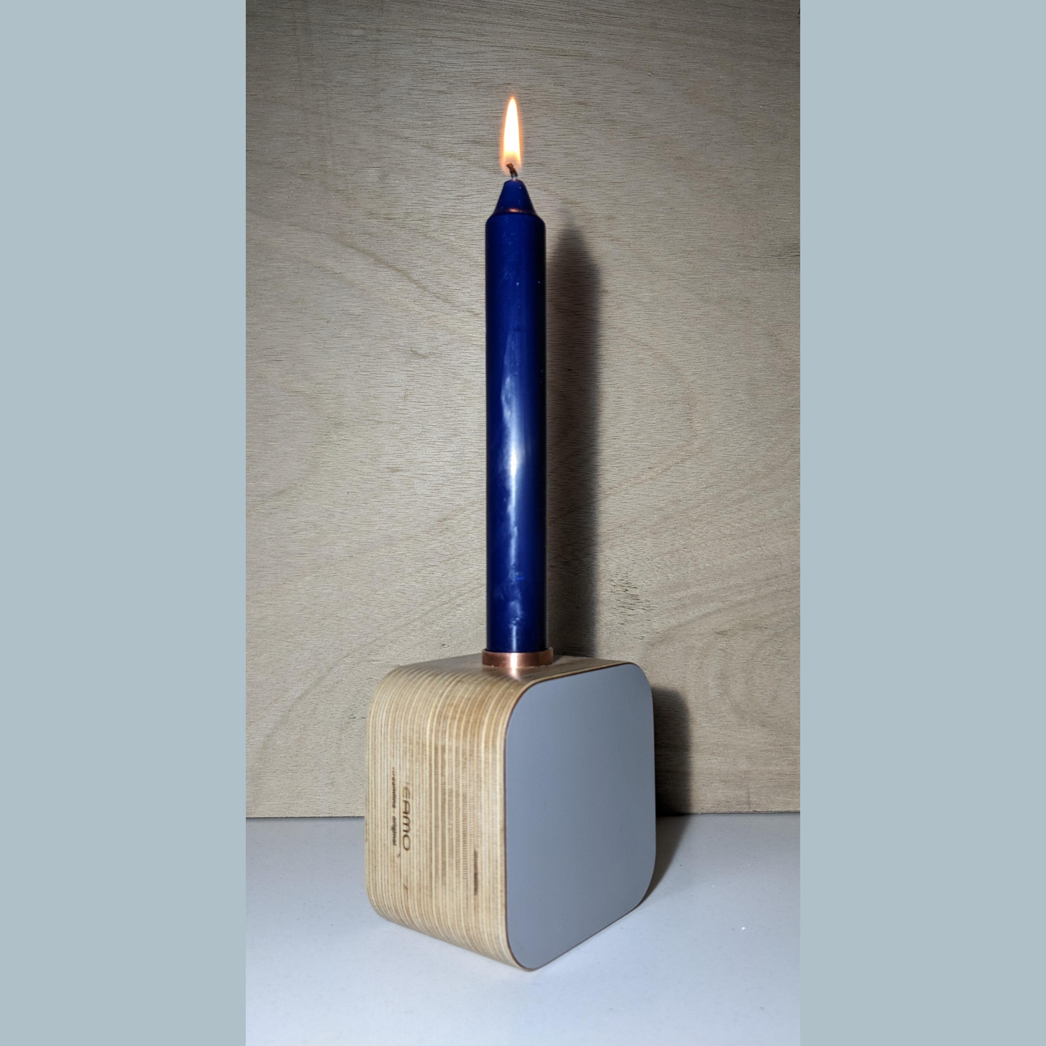 WEAMO Candle Stick Holder-Otter Grey-Blue Candle