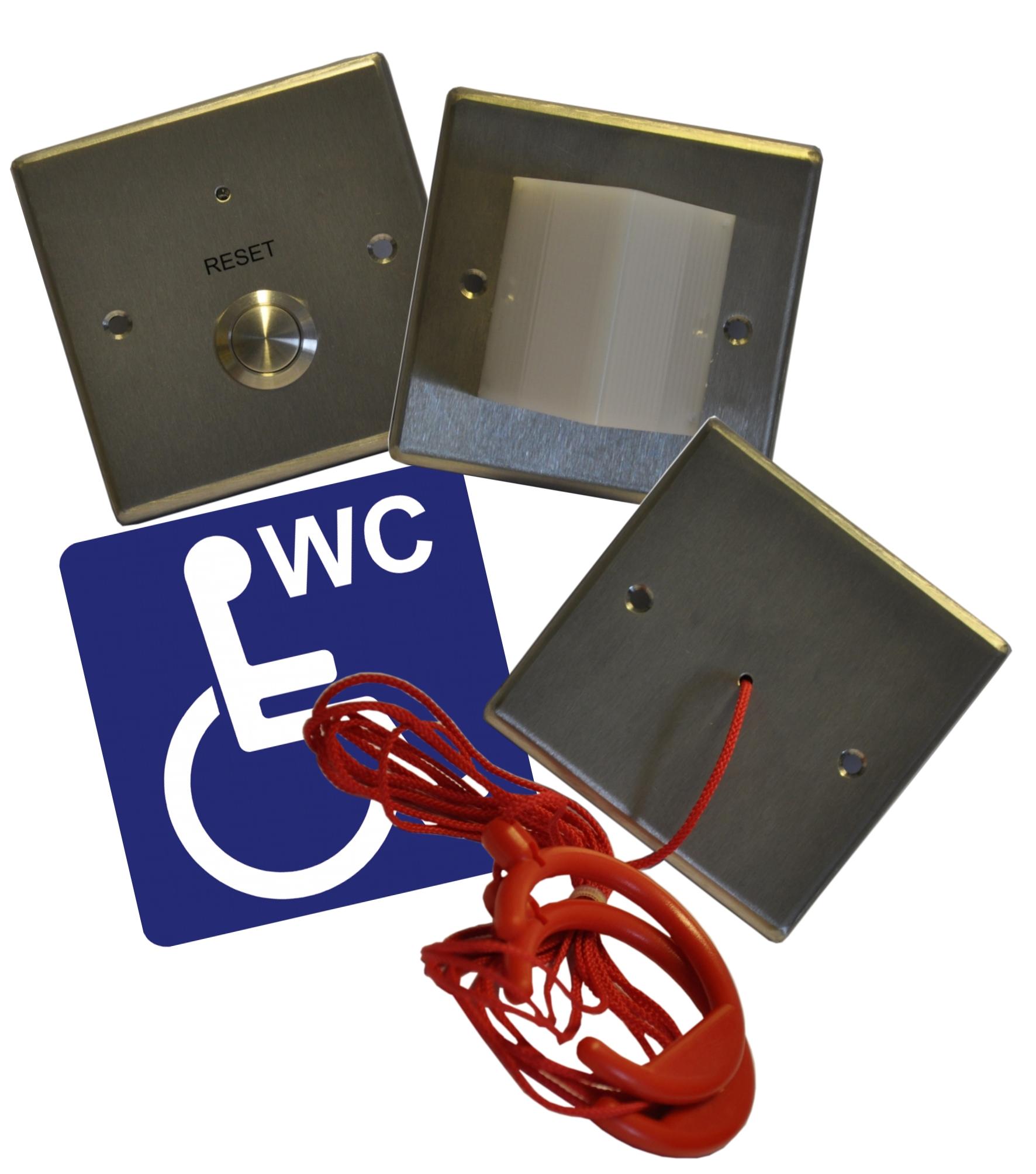 Baldwin Boxall OmniCare & CARE2 DTASKIT Three-Part Disabled Toilet Alarm Kit Stainless Steel