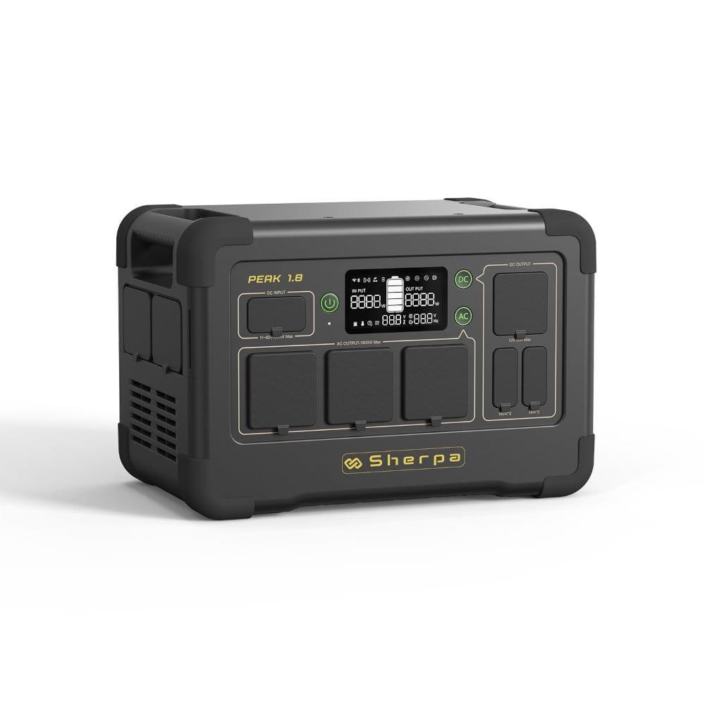 Sherpa PEAK 1.8 rear panel showing AC and USB output ports