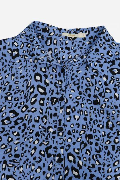 Blue leopard print shirt dress 2025
