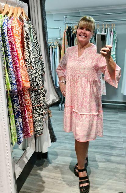 Neon trim smock dress