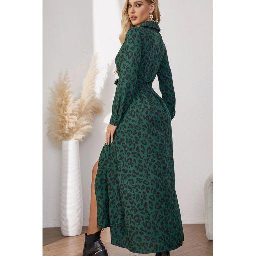 Green animal print dress