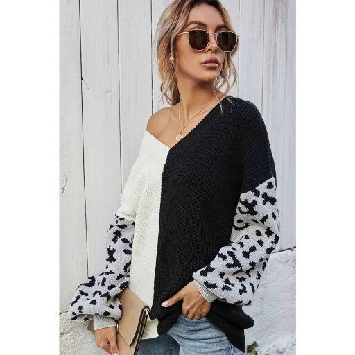 Black and white leopard sweater online