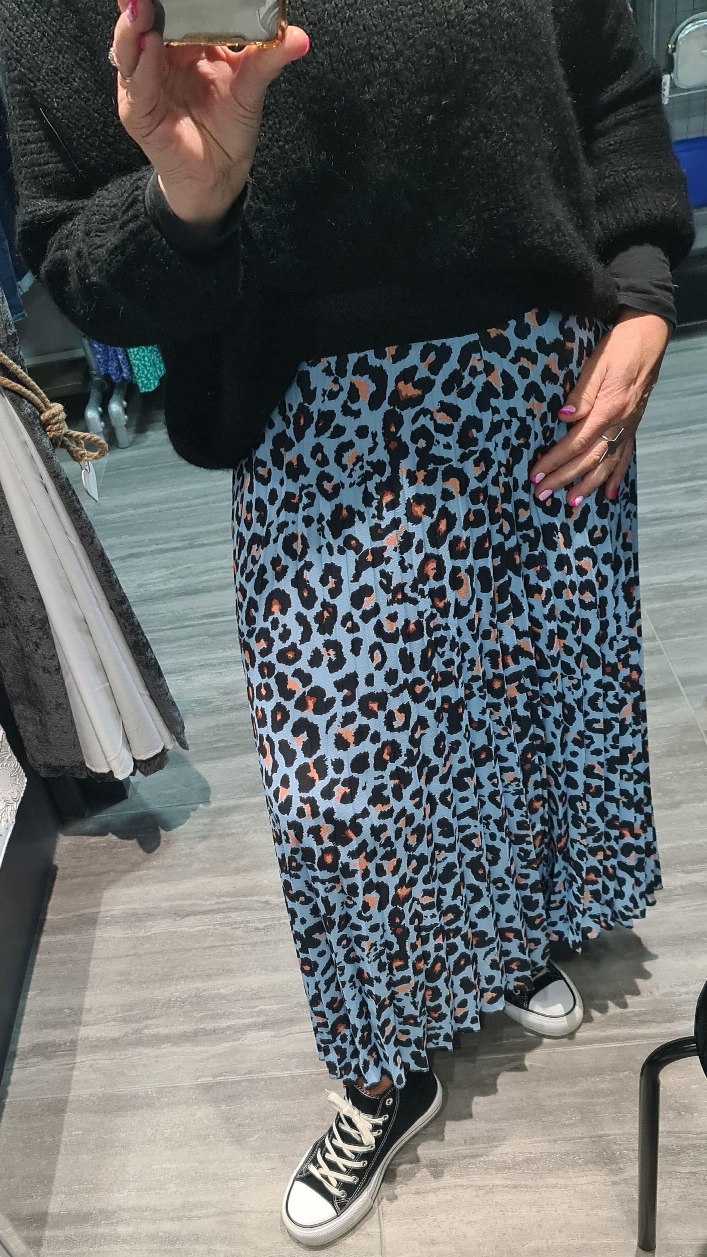Leopard print new arrivals skirt blue