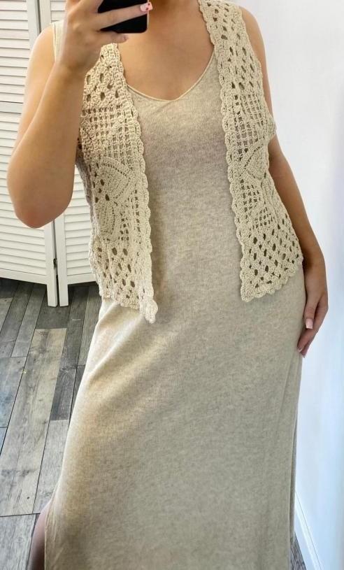 Long crochet waistcoat best sale