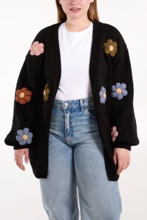 Black flower cardigan sale