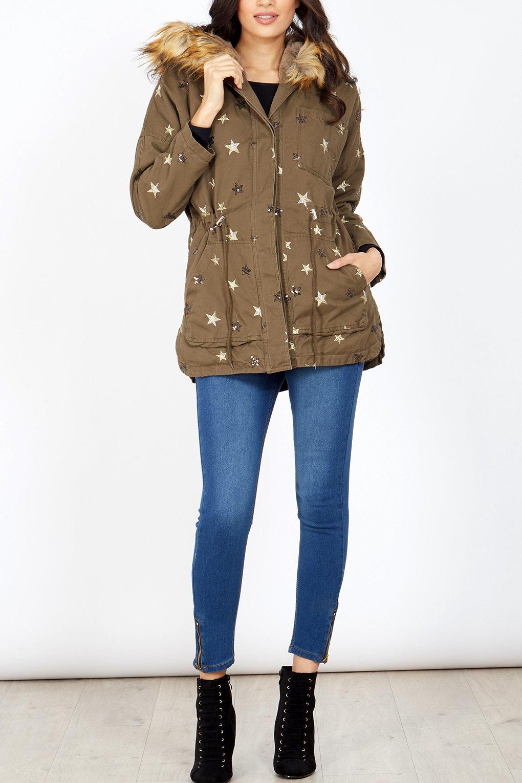 Embroidered parka sale coat