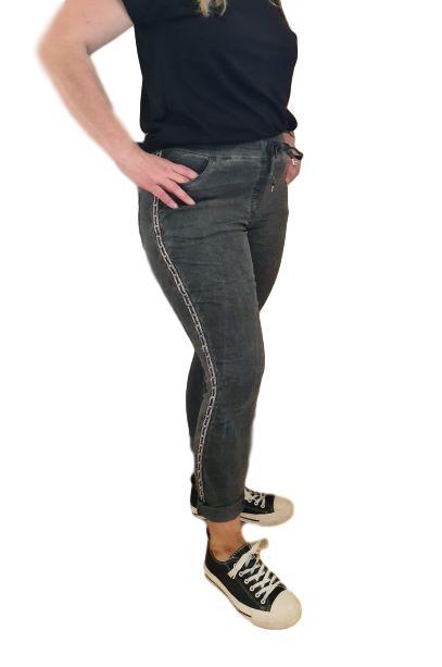 Black jeans with glitter 2024 stripe