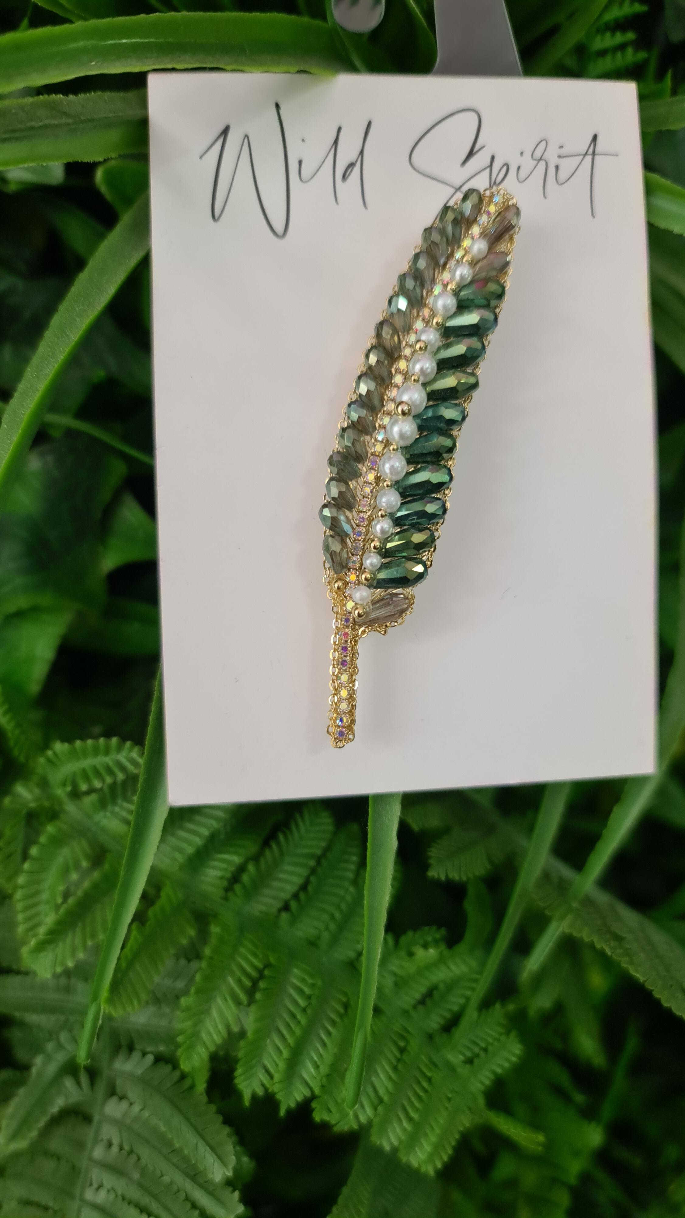 Feather Beaded Brooch 1555