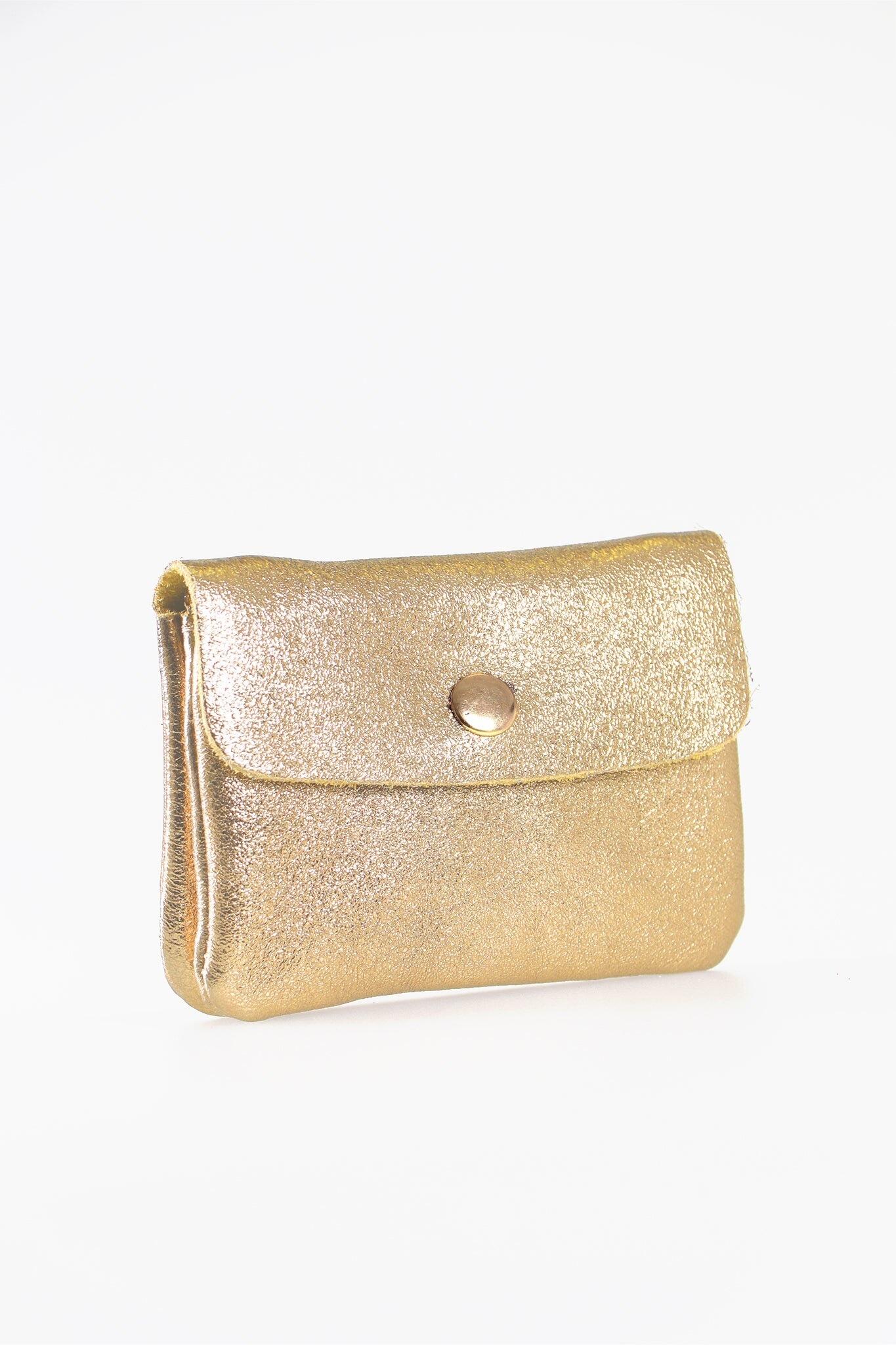 Metallic leather coin purse