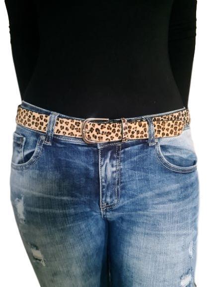 Cheetah print leather belt