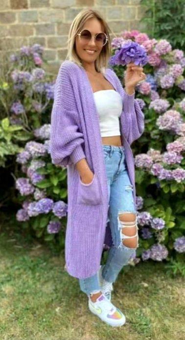 Lilac long cheap cardigan