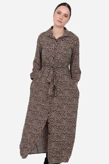 Leopard print shirt dress