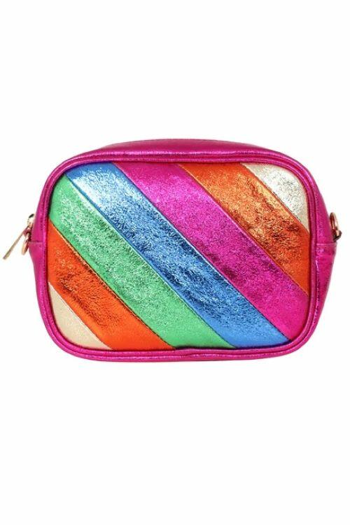 Rainbow stripe leather bag