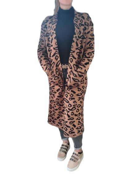 Leopard print longline on sale cardigan