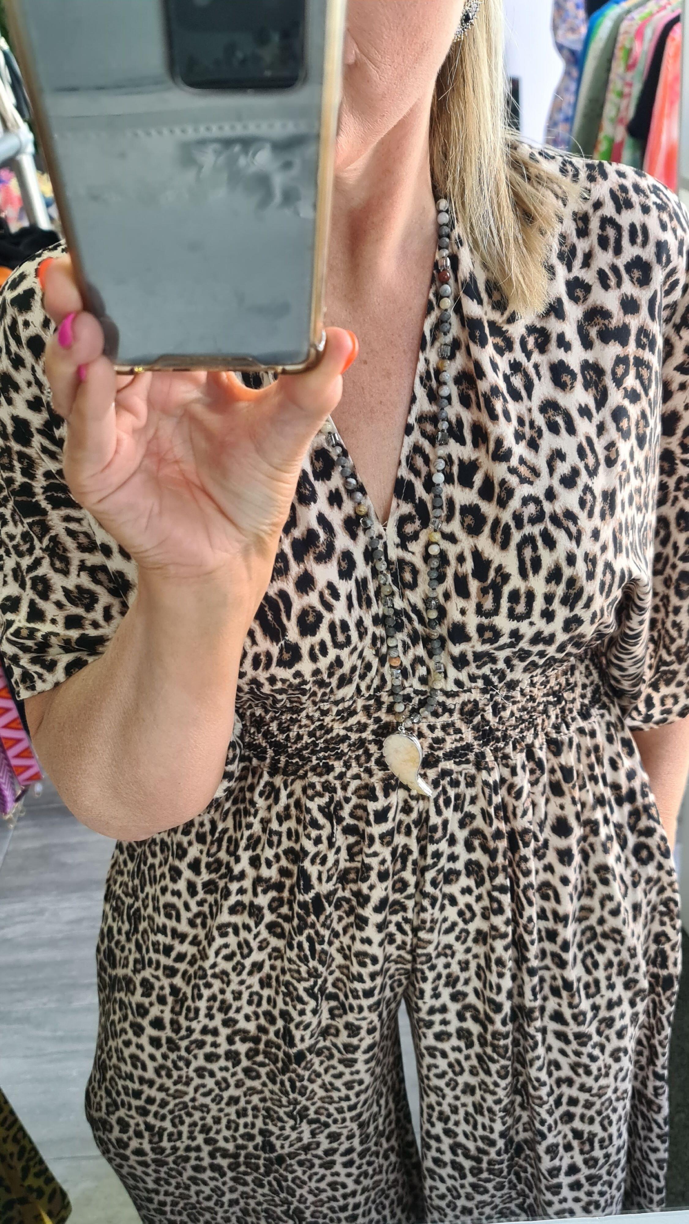 Leopard Bib Wide Leg Jumpsuit