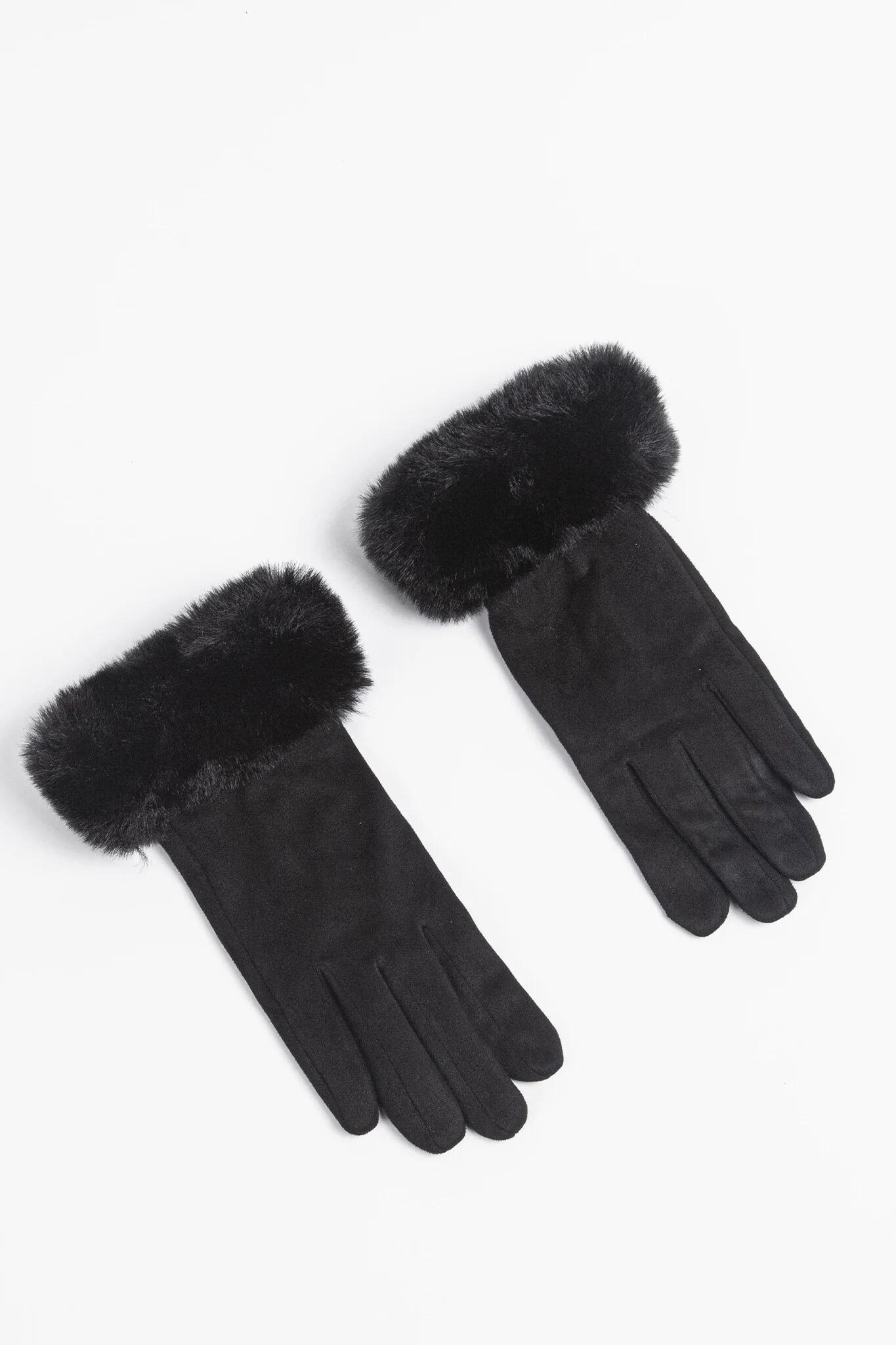 White fur trimmed best sale gloves