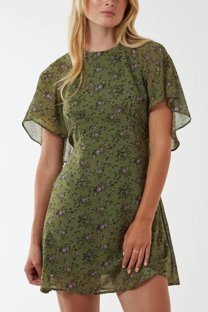 Khaki hotsell floral dress