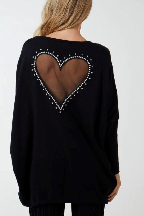 Black jumper with hearts hotsell