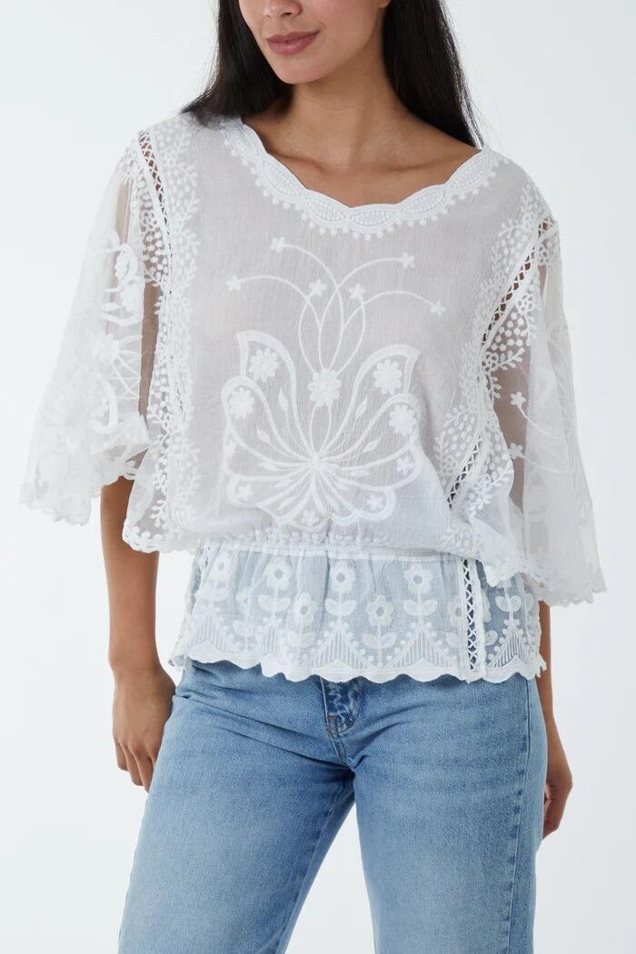 Butterfly sleeve blouse