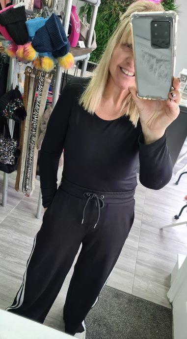 Gwen Stripe Detail Wide Leg Trousers