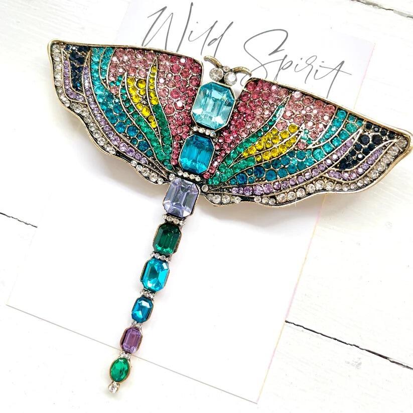 Rainbow dragonfly brooch