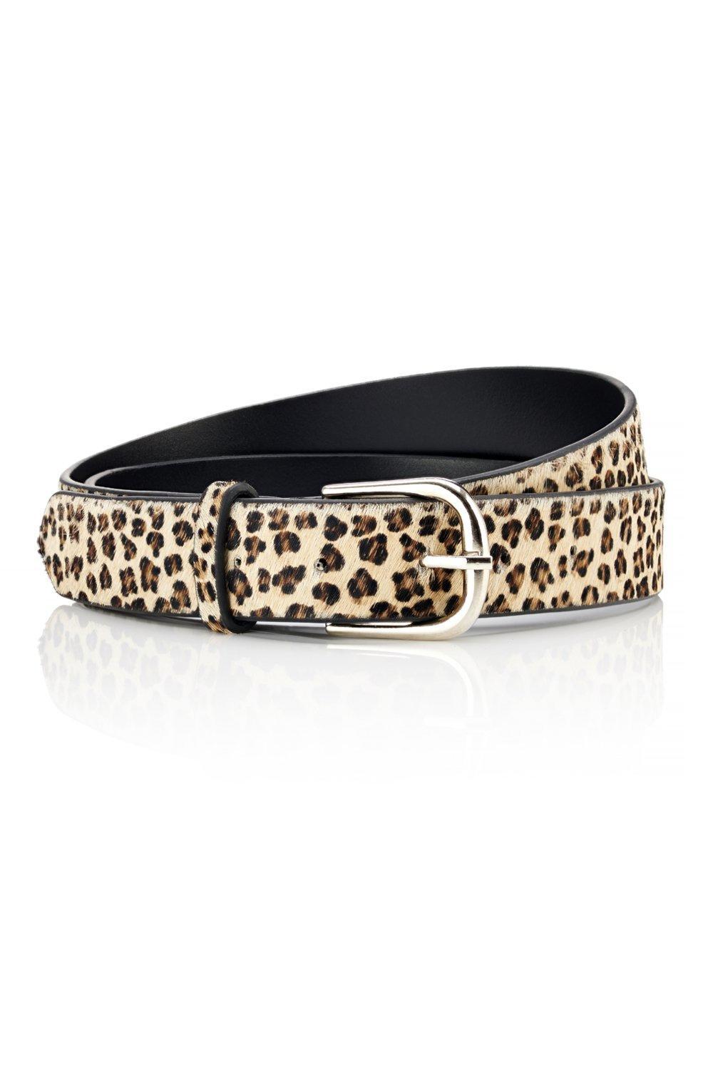 Cheetah print leather belt