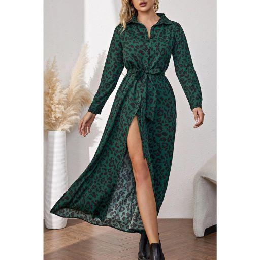 Green animal print dress