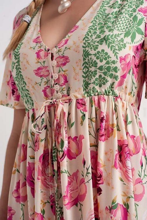ROSA - FLORAL DETAILED MAXI DRESS