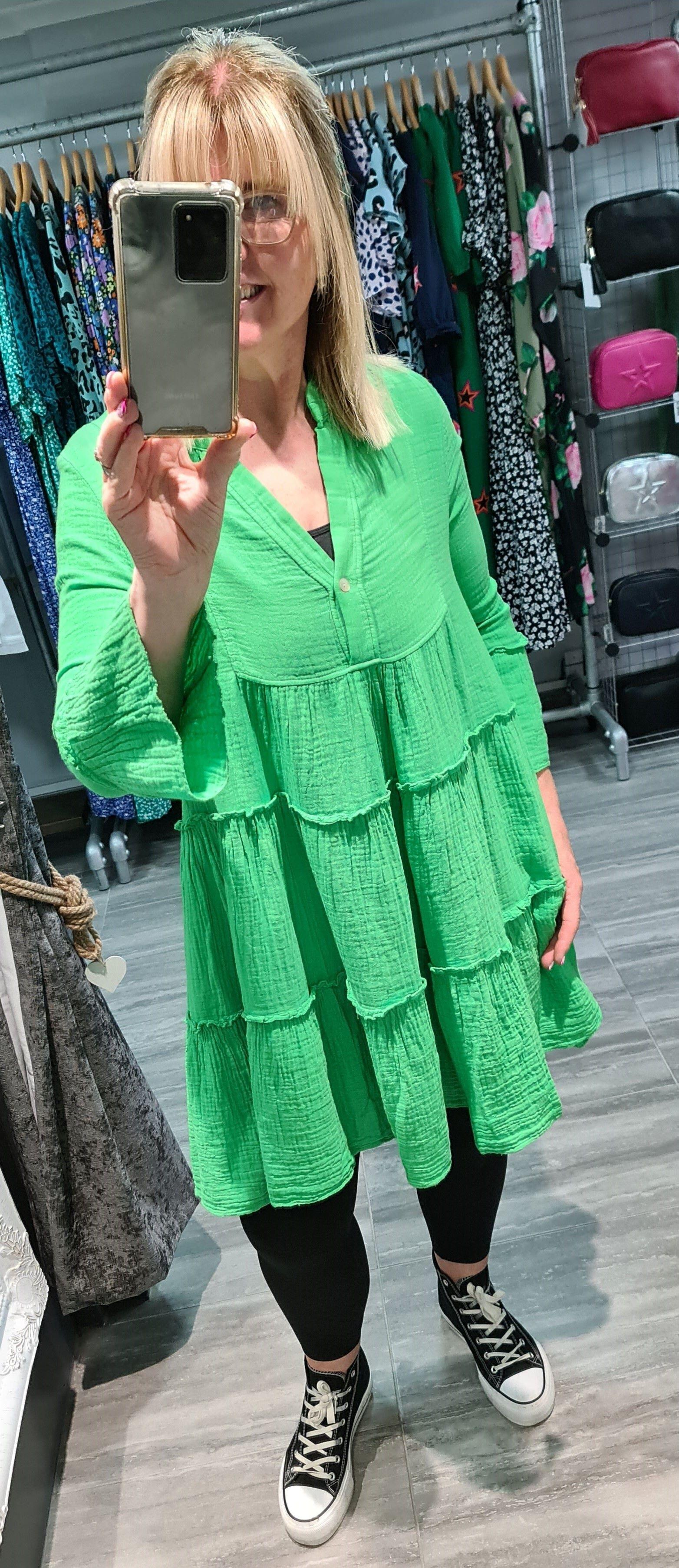 Cheesecloth tiered smock dress