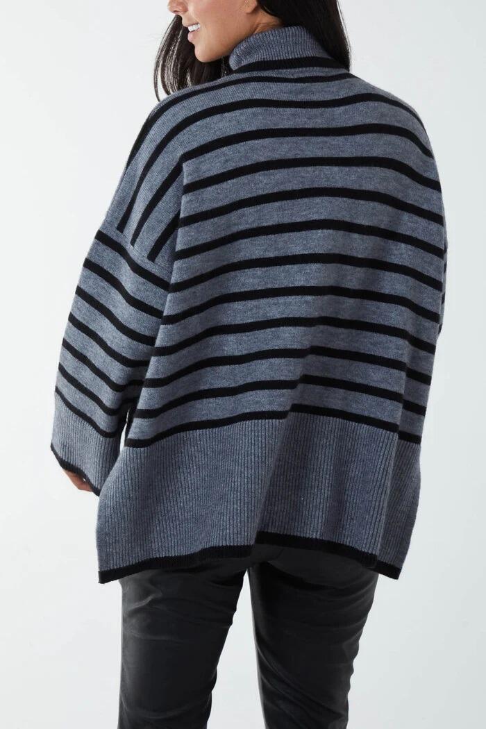Grey Stripe Twinset Jumper
