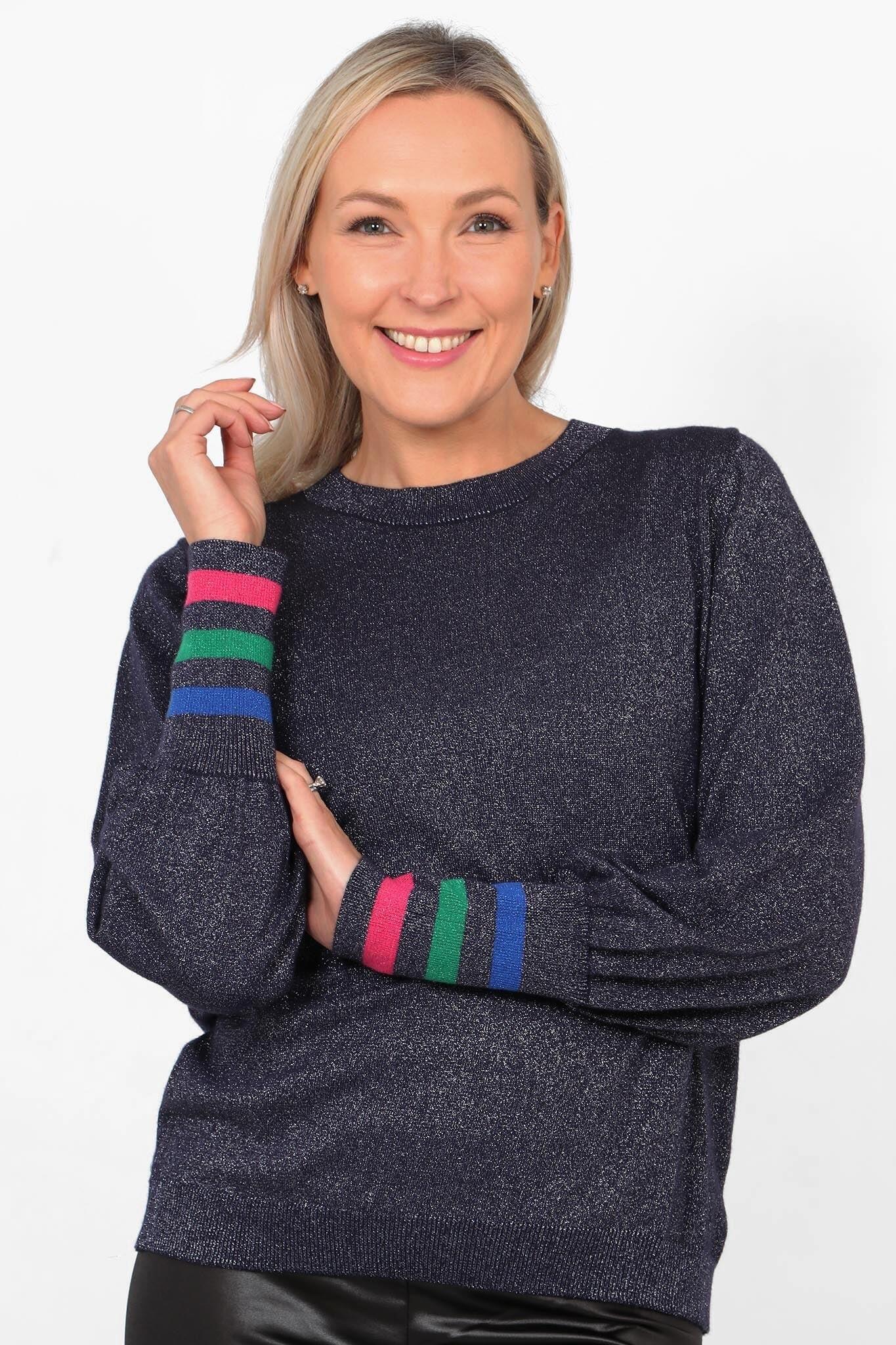 Glitter stripe cuff jumper