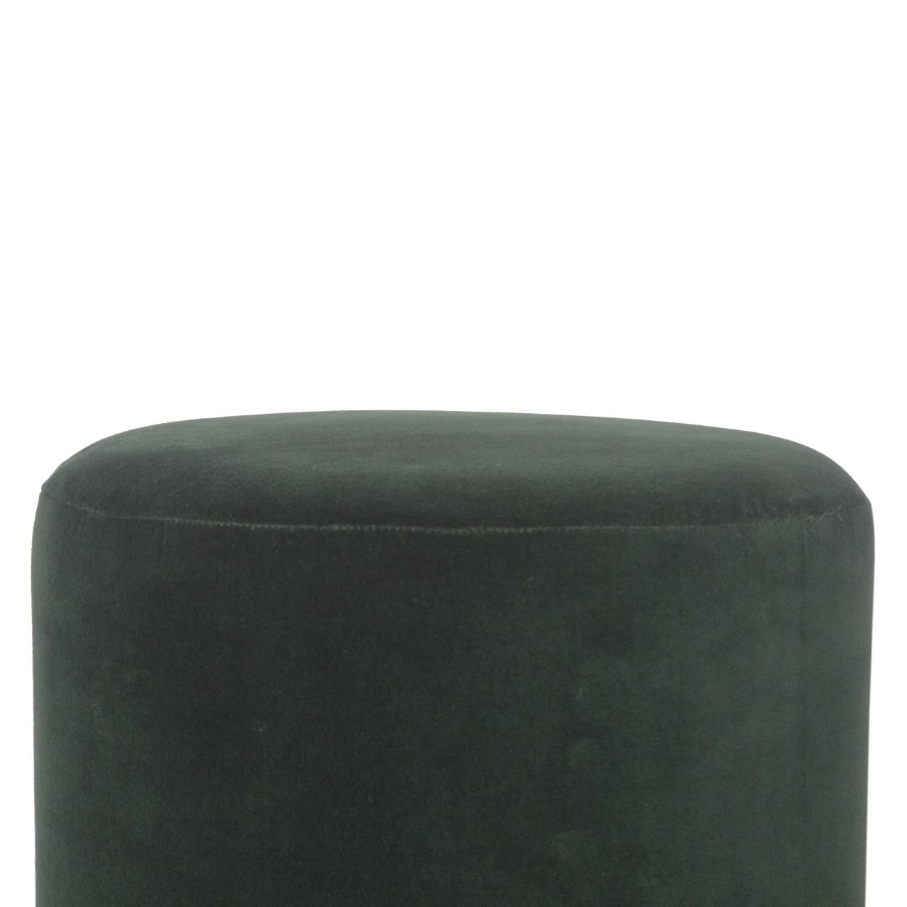 Emerald Velvet Footstool with Wooden Base
