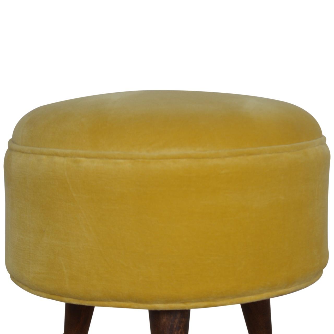 Mustard Velvet Nordic Style Footstool