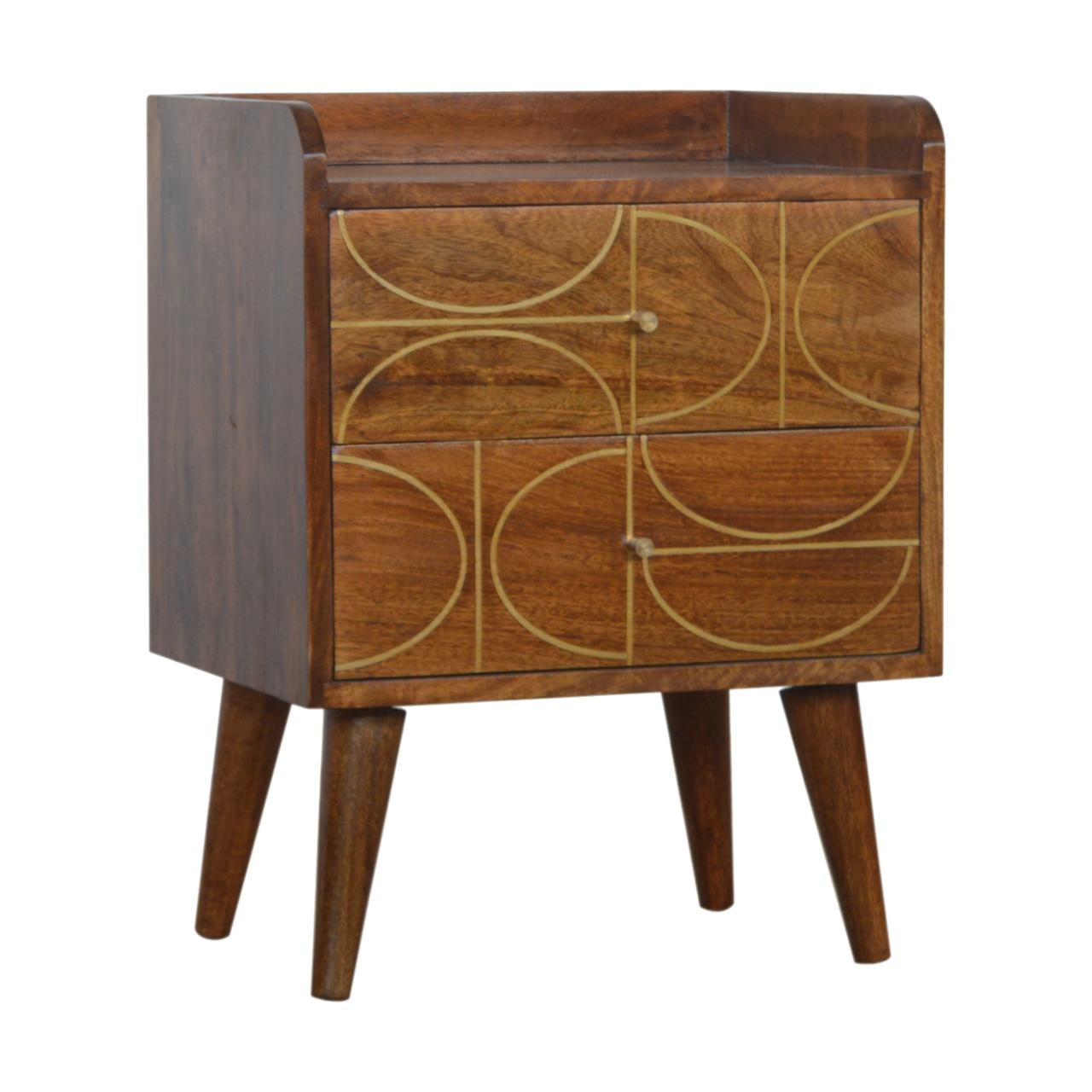 Chestnut Gold Inlay Abstract Bedside